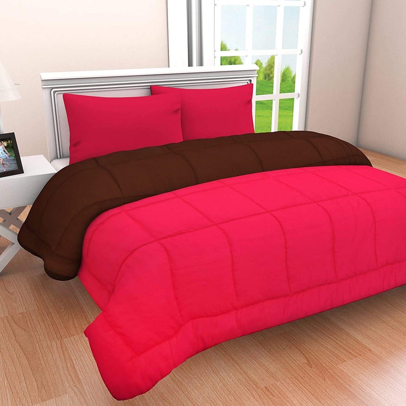 SVT Microfiber 200TC Comforter (Double_Coffee & Pink) - Image 5