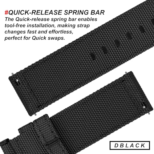 DBLACK ''ENMA'' Nylon Watch Strap, Quick Release Boxy Design Watch Band // For 20mm, 22mm, or 24mm Watch Belt (Choose Your Size & Color) (24mm, Black) - Image 3