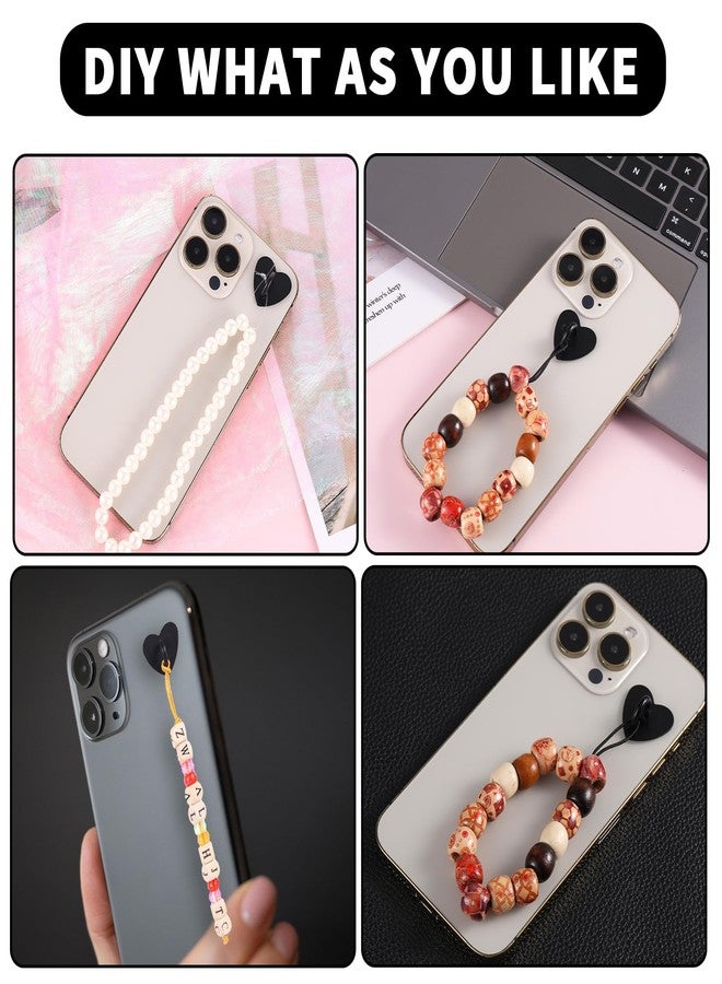 Amabro 12PCS Phone Holder Heart Phone Ring, Self-Adhesive Cell Phone Hook Cell Phone Charm Hook for Cell Phone Tablet DIY Accessories(Black), 576483_2_kyEWxKpLt - Image 2