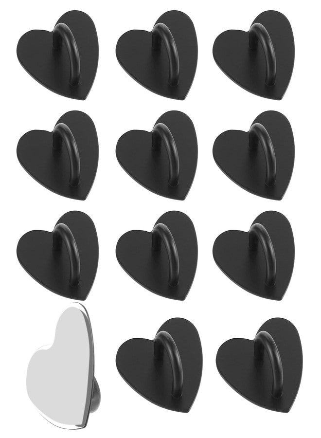 Amabro 12PCS Phone Holder Heart Phone Ring, Self-Adhesive Cell Phone Hook Cell Phone Charm Hook for Cell Phone Tablet DIY Accessories(Black), 576483_2_kyEWxKpLt - Image 1