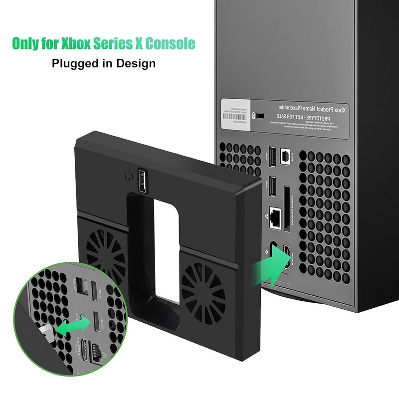 لينك ستايل مروحة تبريد Linkstyle لجهاز Xbox Series X، حامل تبريد عمودي يعمل بالطاقة USB مع مروحتين مزدوجتين ومنفذ USB واحد - Image 2
