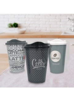 Buffer ® 3 Piece Coffee Cup Set Decorative Plastic Coffee Storage Cup  - Image 2