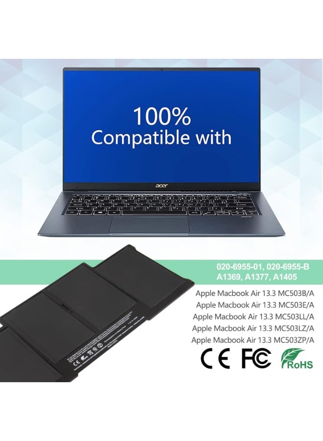Terabyte New Replacement Laptop Battery for MacBook Air 13 inch A1466 A1369 (2017, Early 2015, Early 2014, Mid 2013, Mid 2012, Mid 2011 and Late 2010 Version), fits A1377 A1405 A1496 - Image 4