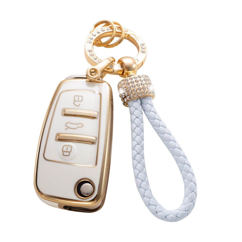 Gematay for Audi Key Fob Cover Key Case Shell Compatible with Audi A1 A3 Q3 Q7 R8 A6L TT Smart Key Protector