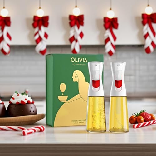 Flairosol رذاذ زيت الزيتون FLAIROSOL OLIVIA للطهي، عبوتان سعة 200 مل من زجاج رذاذ زيت الزيتون، موزع رذاذ طهي مستمر مع تحكم في الكمية للمقلاة الهوائية، السلطة، الشواء، أبيض - Image 3
