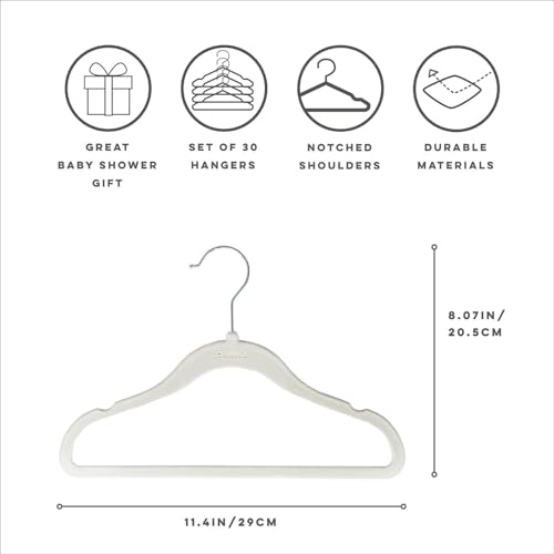 3 Sprouts Velvet Baby Hangers - Non-Slip Hanger for Infant, Toddler, Baby Clothes - Closet Kids Hangers with Slim Design, Nordic Colors, Pack of 30 - Green - Image 2