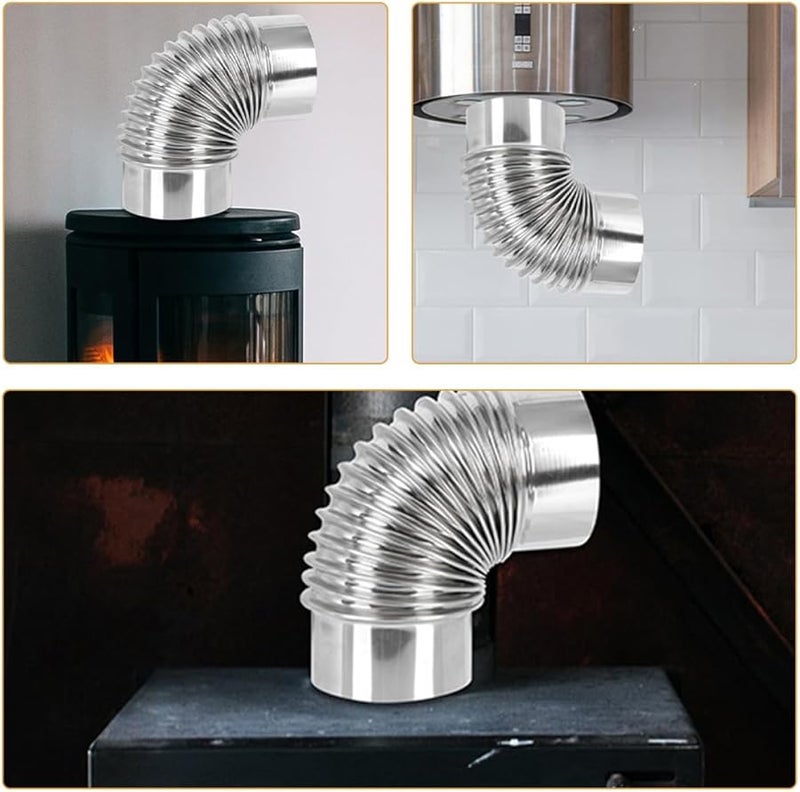 Stainless Steel Camping Stove Chimney Elbow Pipe Flue For Indoor Outdoor Use - Image 4