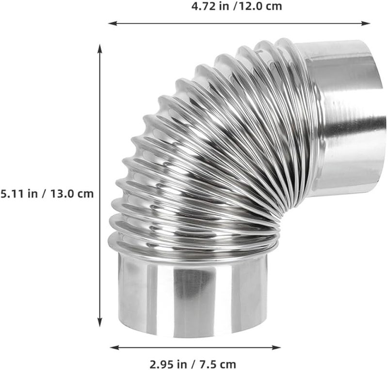 Stainless Steel Camping Stove Chimney Elbow Pipe Flue For Indoor Outdoor Use - Image 3