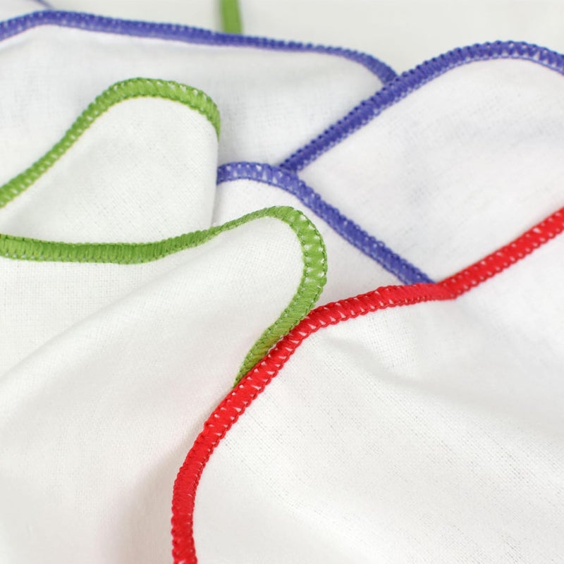 OsoCozy Flannel Cloth Baby Wipes - Reusable & Washable Saves Money - White 100% Cotton - Soft and Durable - Colorful Stitching - 8 x 8 inches, 15 Count (Pack of 1) - Image 5