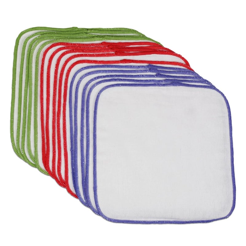 OsoCozy Flannel Cloth Baby Wipes - Reusable & Washable Saves Money - White 100% Cotton - Soft and Durable - Colorful Stitching - 8 x 8 inches, 15 Count (Pack of 1) - Image 2