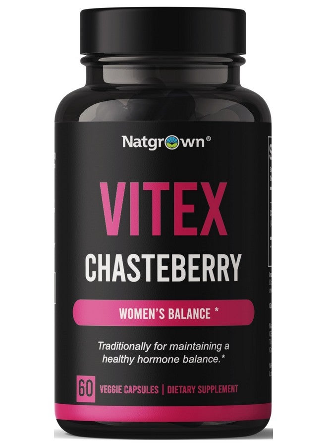 Natgrown Vitex Chasteberry Supplement for Women 1,000 mg - Agnus Castus Chaste Tree Vitex Berry Fruit Extract Capsules - 60 Ct - Image 1