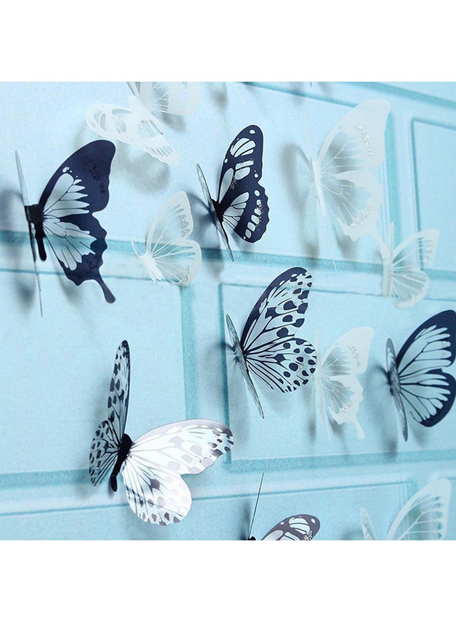 13-Piece Glowing 3D erfly Wall Sticker Set Black/White - Image 3