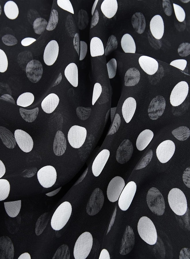 E-Clover 1950s Chiffon Scarf Long Polka Dot Scarfs Vintage 50s Sheer Neck Head Scarves Shawl for Women Black White Mothers Day Gifts - Image 4