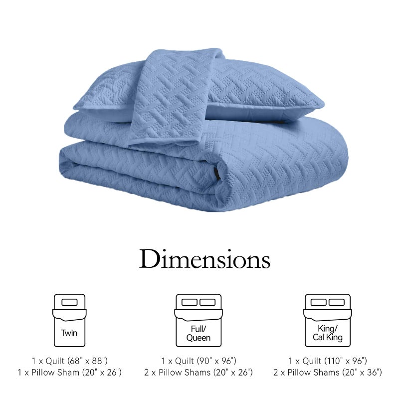 FLYMME Bluish Grey Full/Queen Quilt Bedspreads, Modern Style Geometric Weave Stripe Pattern,3 Pieces Lightweight Bedding Sets, Microfiber Quilted Comforter Coverlet for All Season (1 Quilt, 2 Shams) - Image 5