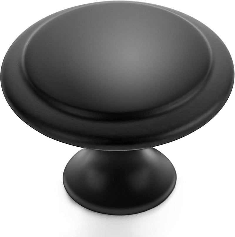Ravinte 40 Pack Matte Black Kitchen Cabinet Knobs 1-1/4 Inch Round Drawer Pulls Flat Black Stainless Steel Drawer Handles Door Hardware for Dresser Cabinets - Image 1