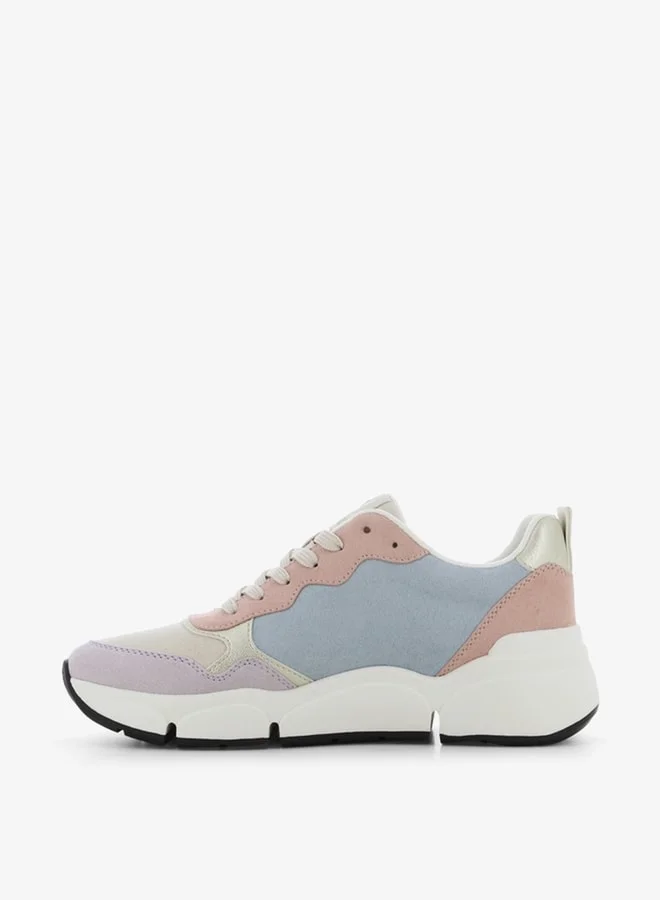 SJ Women's Colourblock Sneakers with Lace-Up Closure