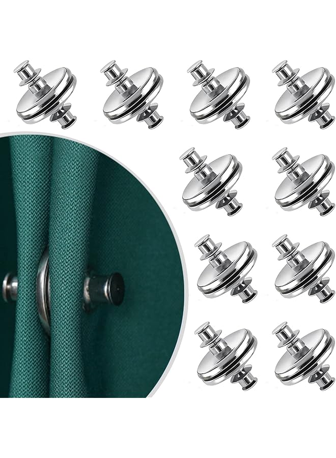 The Bros 10 Pairs Magnets Closure, Weights With Back Tack to Prevent Light Leakage, Magnetic Holdback Button for Curtains and Draperies in Home, Bedroom, Office  - Image 1