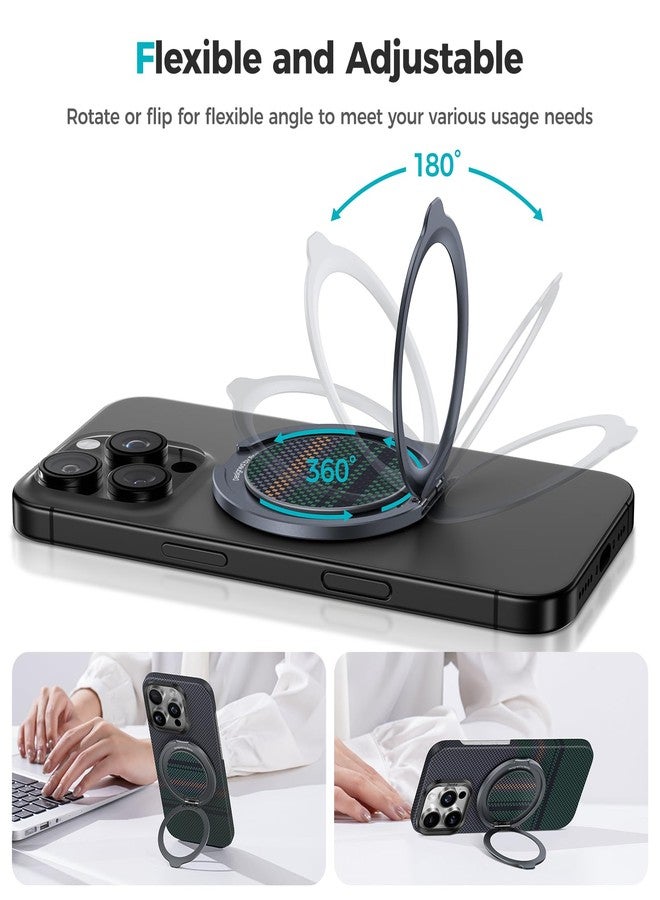 بينكس حامل ومقبض هاتف مغناطيسي من بينكس أرمور بوب، متوافق مع ماج سيف، حامل حلقي للهاتف قابل للتعديل بزاوية 360 درجة، متوافق مع سلسلة آيفون 17/16/15/14/13/12، تصميم متين من الكيفلار - Image 3