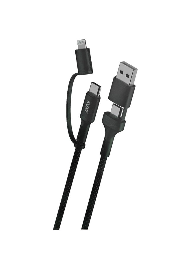 كابل شحن ونقل بيانات سريع KX87 (5 أمبير - 100 واط - 1.2 متر)، قابس USB-A/Type-C إلى Lightning/Type-C متوافق مع iPhone وiPad وSamsung وHuawei وXiaomi وOppo - Image 1