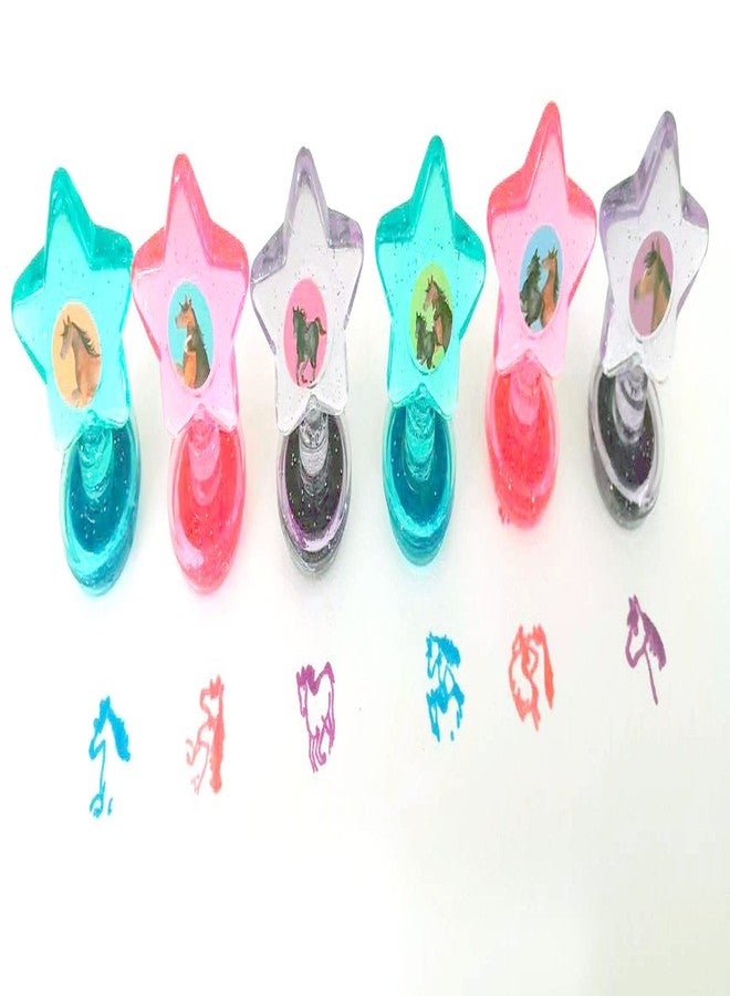 TINYMILLS 24 Pcs Horse Pony 2 in 1 Stackable Stacking Crayon with Extra Stamper Topper, Kids Party Favors, Goodie Bag Stuffers, Classroom Rewards, Prizes - Image 4