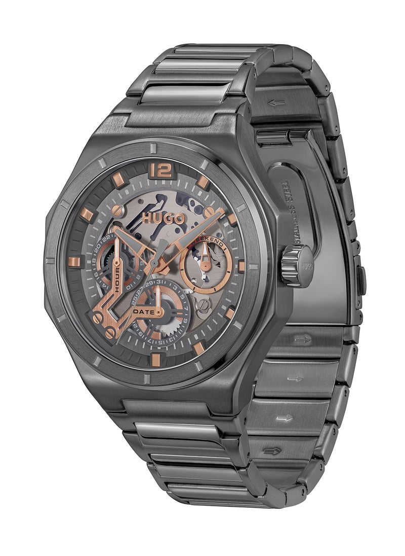 HUGO BOSS HUGO BOSS ROUND ANALOG MEN'S GREY CASE WATCH - 1530378  - Image 1