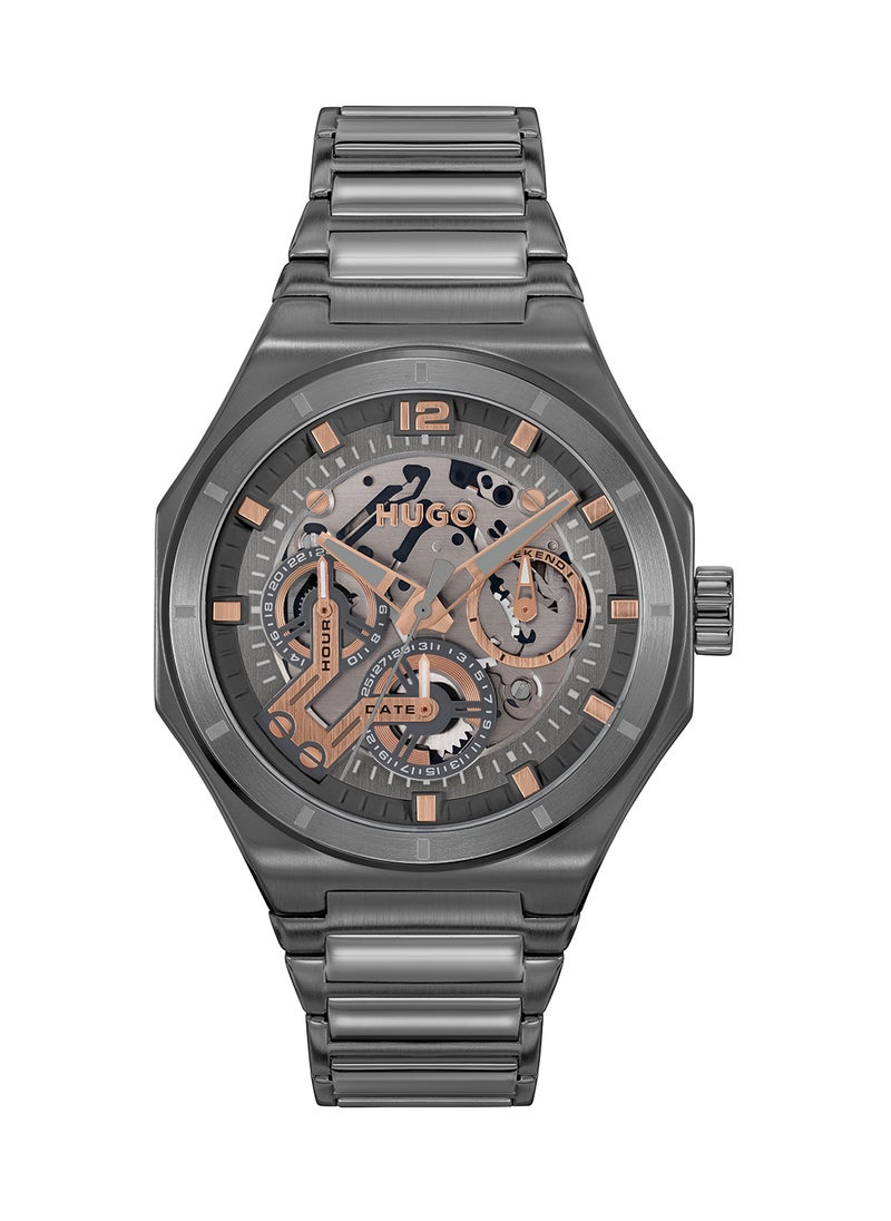HUGO BOSS HUGO BOSS ROUND ANALOG MEN'S GREY CASE WATCH - 1530378  - Image 2