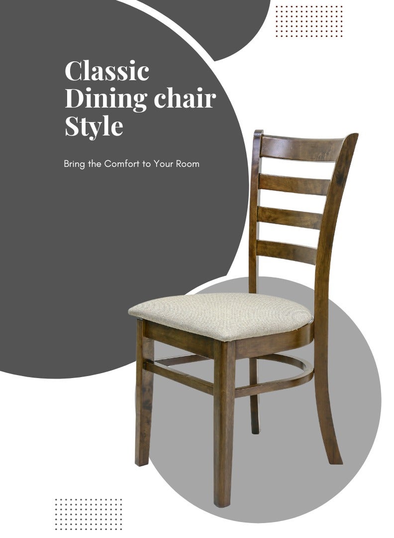 AFT Elegant Wooden Dining Chair Solid Malaysian Oak with Fabric Seat and Ladder-Back Design – Perfect for Rustic or Modern Dining Spaces. Ergonomic Design Slightly curved backrest for improved posture and support. Can be paired with different dining tables for a cohesive look. (Dirty Oak) Arfan - Image 3