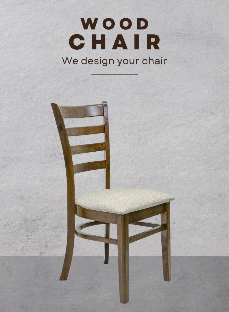 AFT Elegant Wooden Dining Chair Solid Malaysian Oak with Fabric Seat and Ladder-Back Design – Perfect for Rustic or Modern Dining Spaces. Ergonomic Design Slightly curved backrest for improved posture and support. Can be paired with different dining tables for a cohesive look. (Dirty Oak) Arfan - Image 5