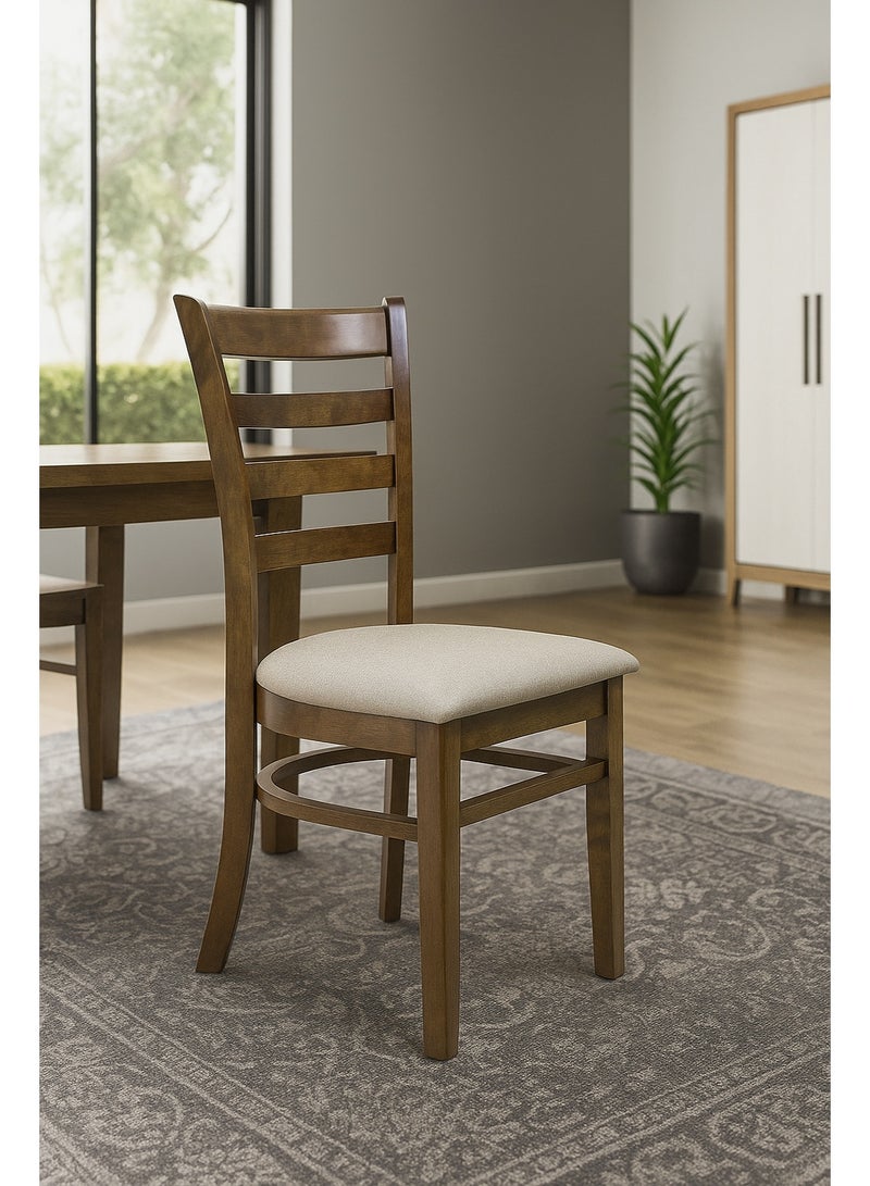 AFT Elegant Wooden Dining Chair Solid Malaysian Oak with Fabric Seat and Ladder-Back Design – Perfect for Rustic or Modern Dining Spaces. Ergonomic Design Slightly curved backrest for improved posture and support. Can be paired with different dining tables for a cohesive look. (Dirty Oak) Arfan - Image 2