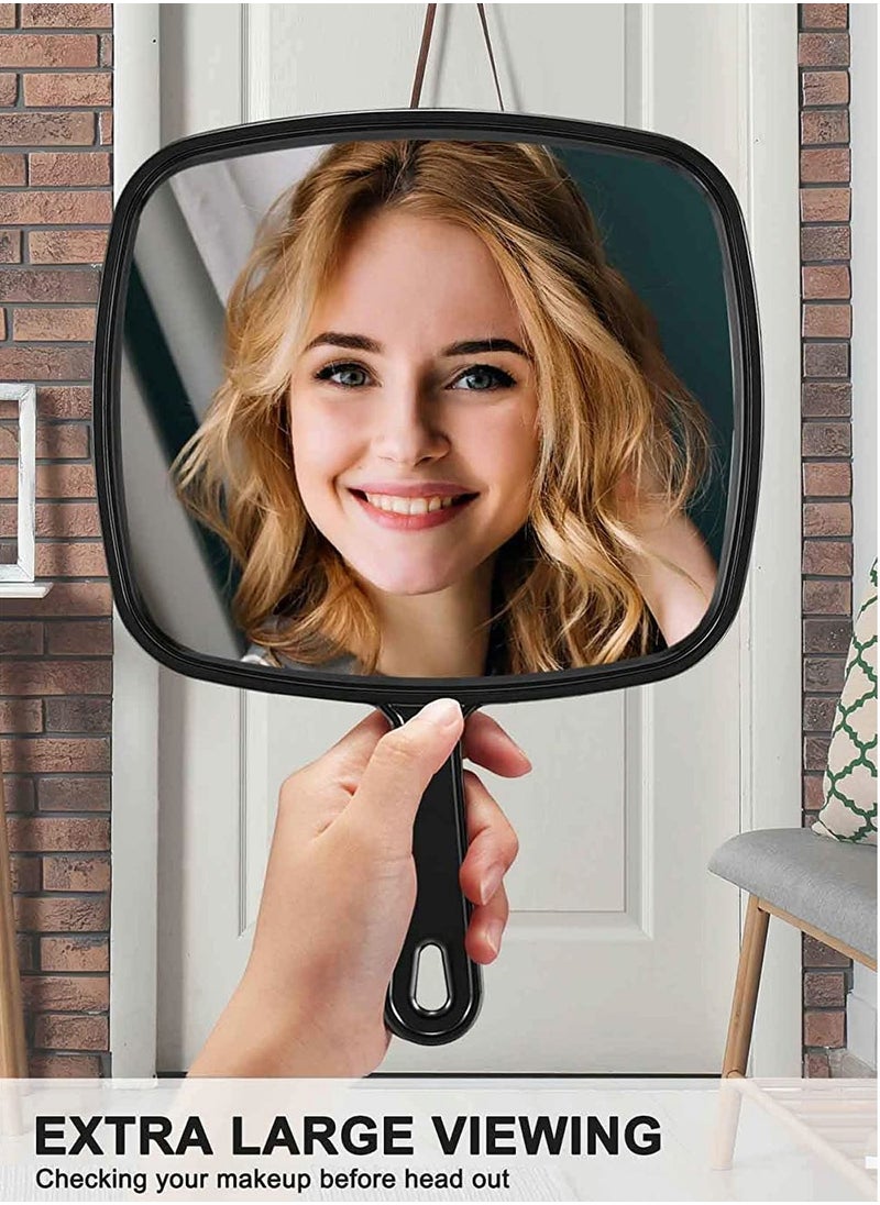 KASTWAVE Hand Mirror, Makeup Mirror, Extra Large Black Handheld with Handle, Barber Hairdressing Handheld with Handle for Salon  - Image 2