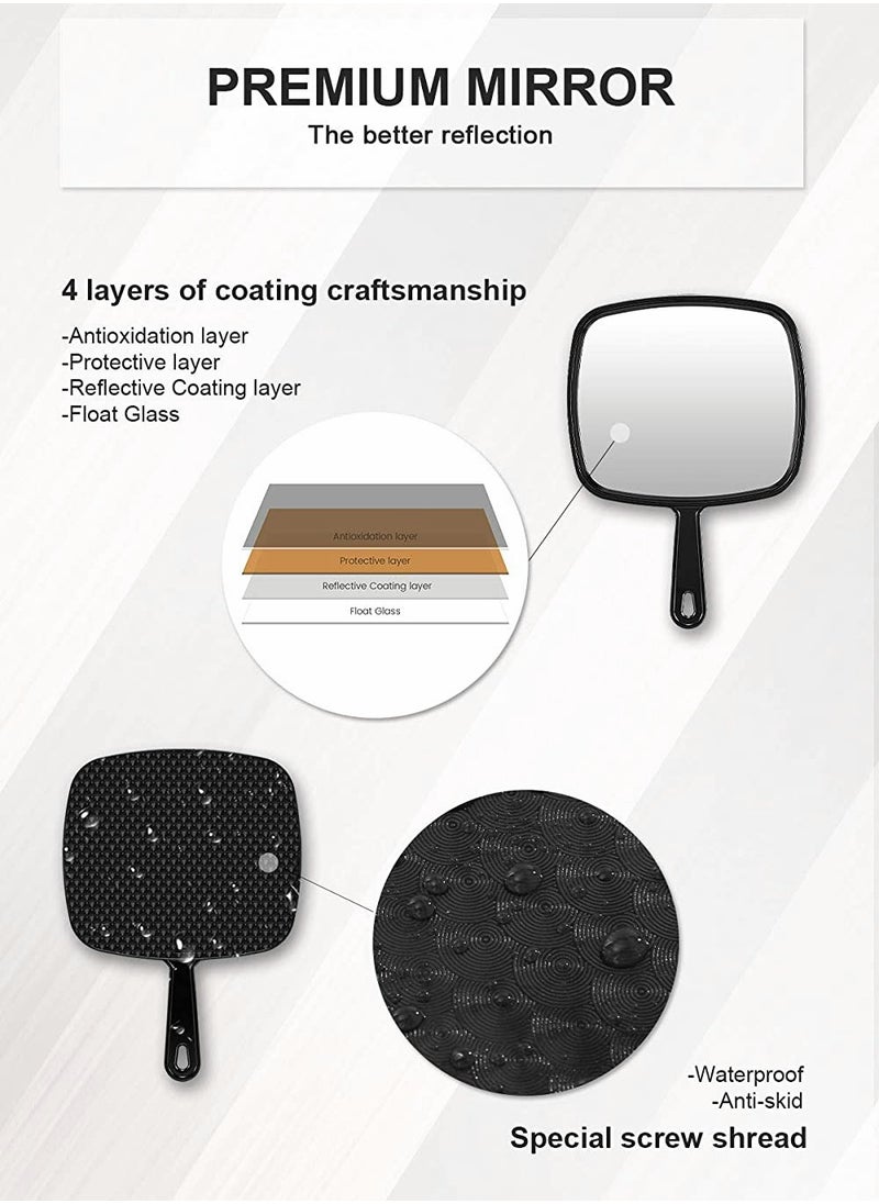 KASTWAVE Hand Mirror, Makeup Mirror, Extra Large Black Handheld with Handle, Barber Hairdressing Handheld with Handle for Salon  - Image 4