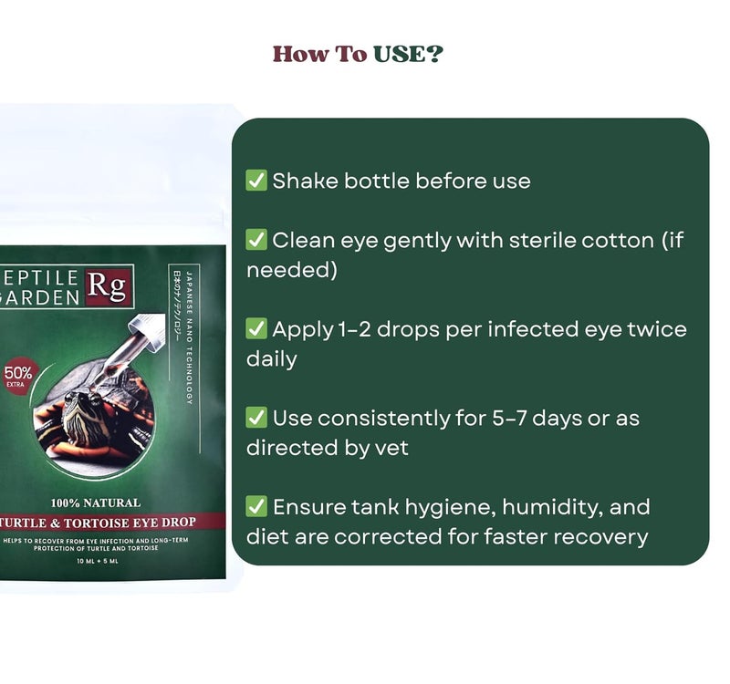 7pets Turtle & Tortoise Eye Drop | Veterinary-Grade Reptile Eye Care for Infections, Irritation & Long-Term Protection (10 ml + 5 ml) - Image 4