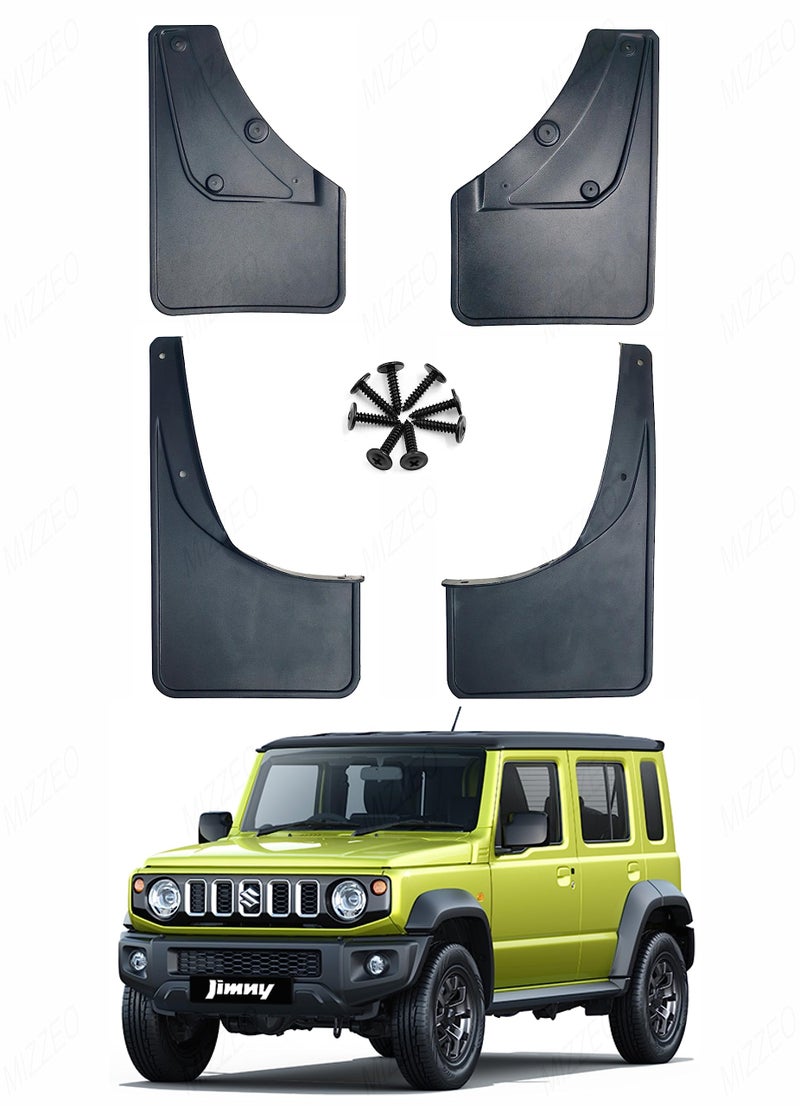 MIZZEO Front and Rear Plastic Mud Flaps, Set of 4, Compatible with Maruti Suzuki Jimny (2023) - Image 1