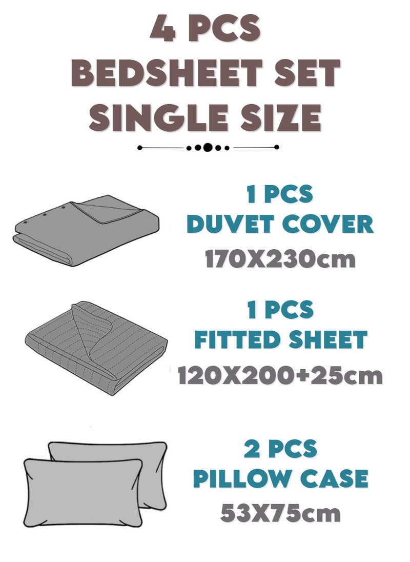 Blueberry 4 Pieces Single Size Duvet Cover Set - Image 5