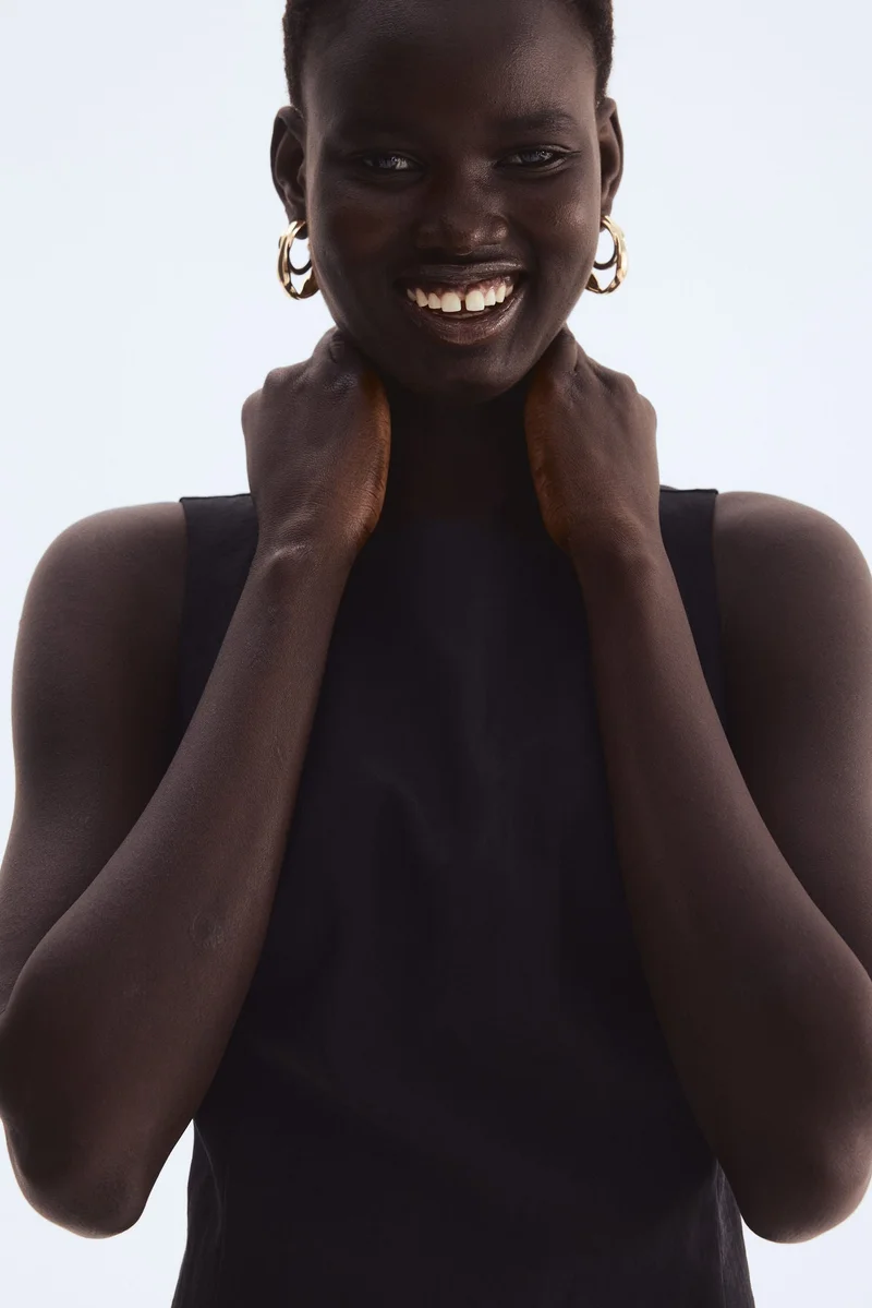 H&M Square-neck twill dress