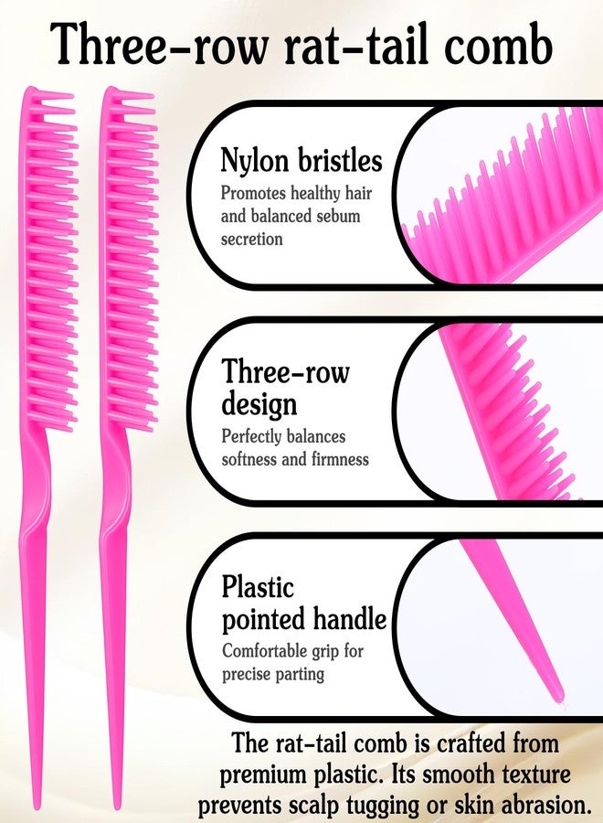 HaiFafafaing 2 PCS 3 Row Comb for Removing Braids,Unbraider Teasing Comb with Rat Tail for Combing, Separating and Shaping Curls,Curly Hair Combs for Women Men(Pink) - Image 3