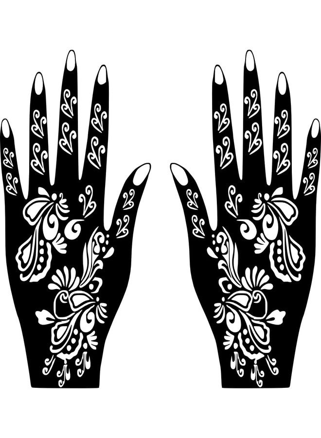 ORDERSHOCK Arabic Pattern Mehndi Stencil Sticker Design for Body Art One Set For Both Hand Easy To Use Henna - Image 2