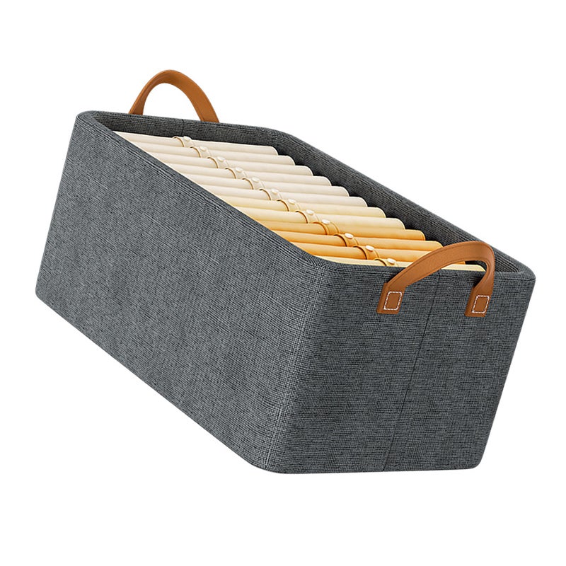 Clothes Organizer Foldable Galvanized Steel Frame Carrying Design Thicken Fabric Cloth Storage Bins for Shelves Closet Utility Room Grey - Image 2