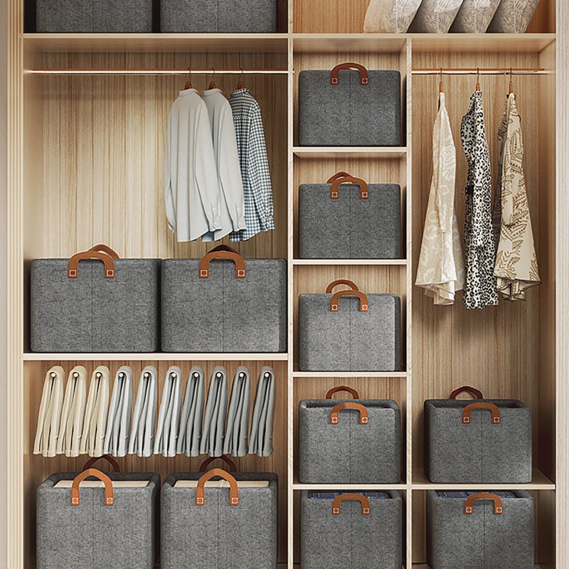 Clothes Organizer Foldable Galvanized Steel Frame Carrying Design Thicken Fabric Cloth Storage Bins for Shelves Closet Utility Room Grey - Image 5