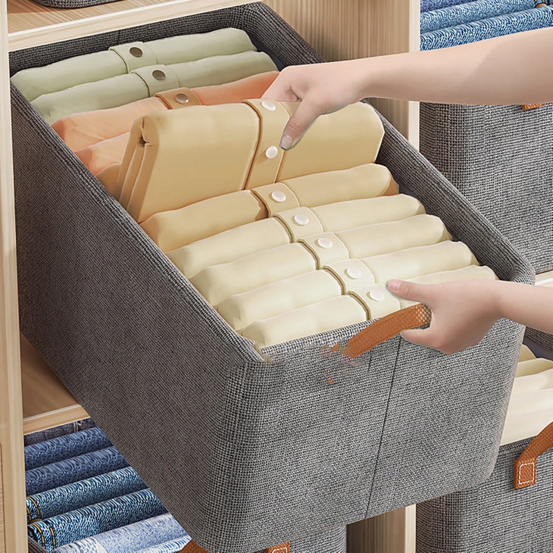 Clothes Organizer Foldable Galvanized Steel Frame Carrying Design Thicken Fabric Cloth Storage Bins for Shelves Closet Utility Room Grey - Image 1