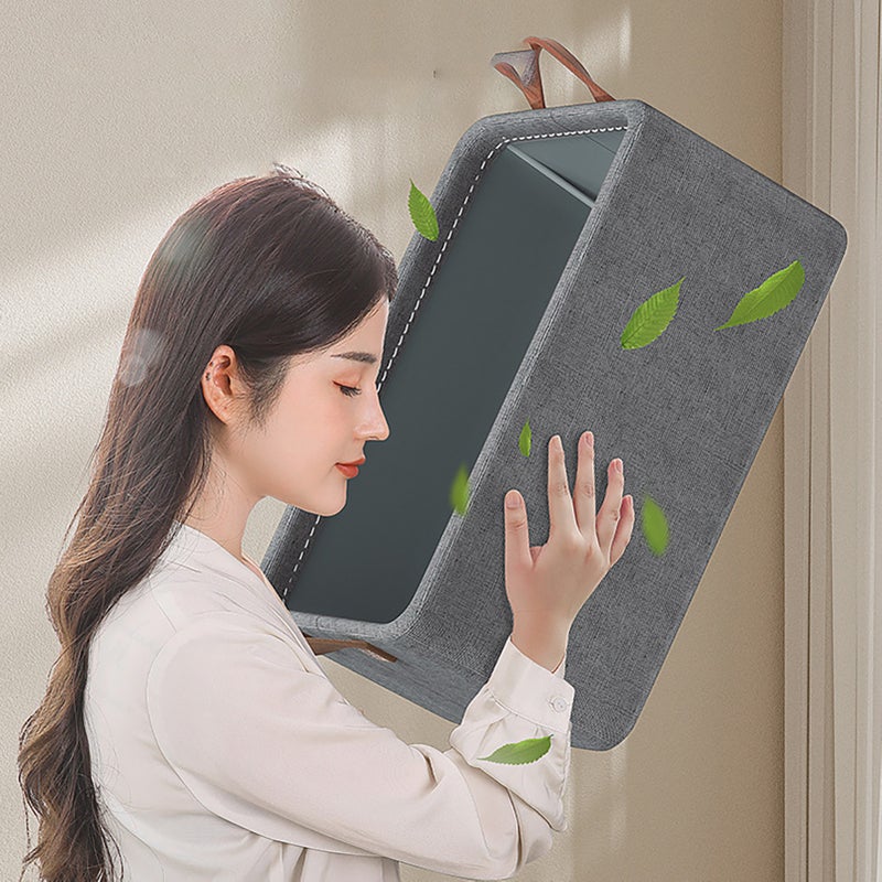 Clothes Organizer Foldable Galvanized Steel Frame Carrying Design Thicken Fabric Cloth Storage Bins for Shelves Closet Utility Room Grey - Image 3