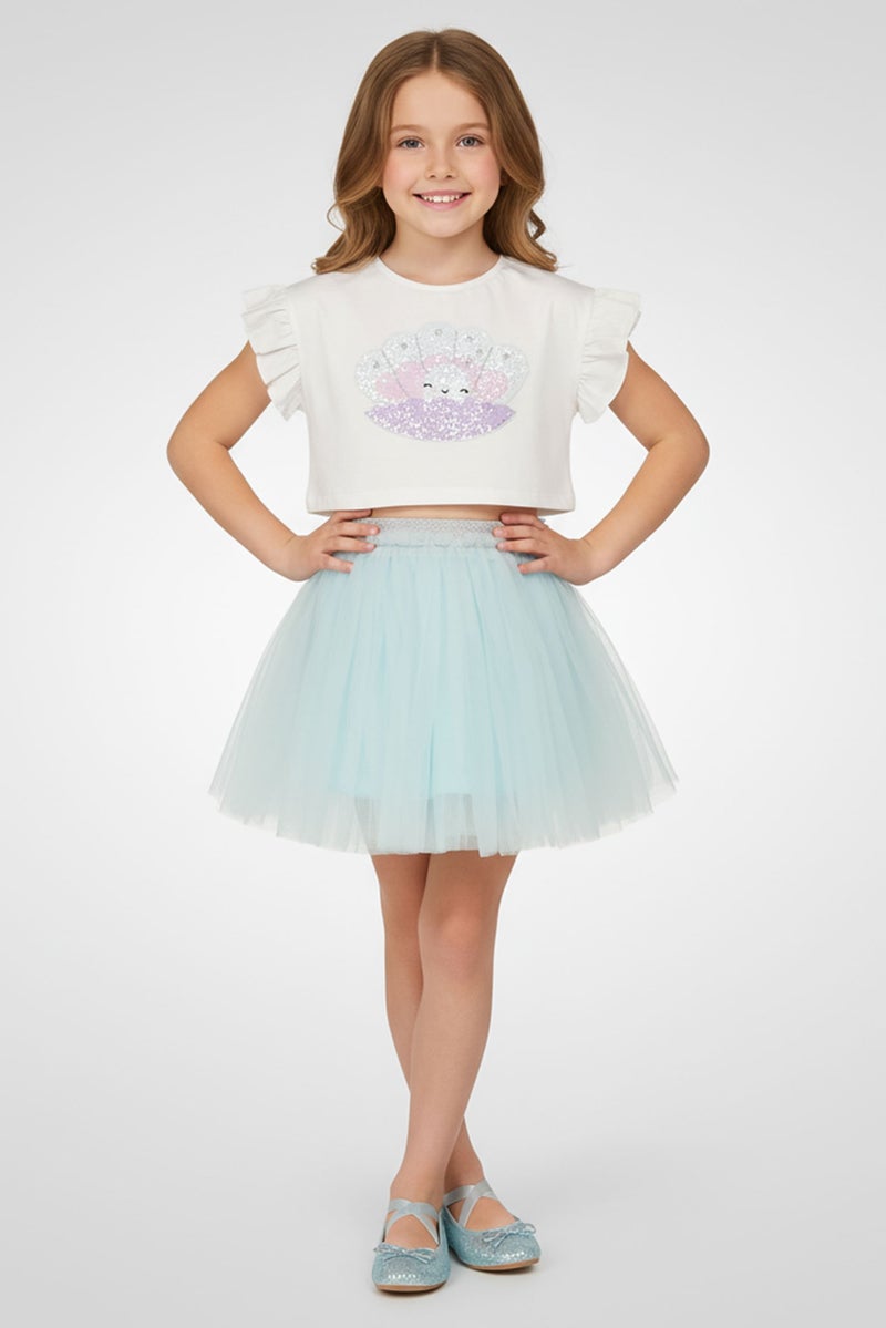 MISS Kids Girl 2 Pieces Embroidered Top And Tutu Skirt Set, Multicolor - Image 1