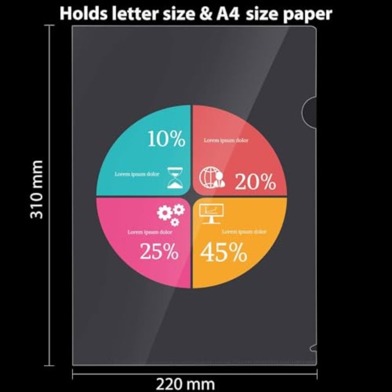 Plastic Clear Document Folders, 20 Pcs clear plastic sleeves, Clear Document Folder Project Pocket, Waterproof A4 L-shaped Transparent Pockets, Document Covers for Office School Work 31*20cm - Image 5