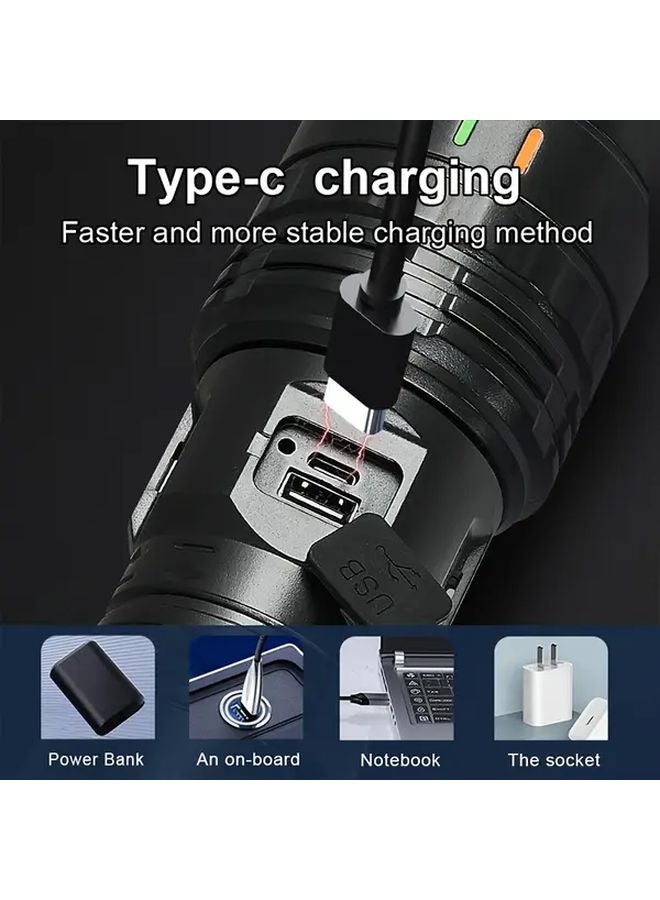 FXS Black Ultra Bright 2003 Lumens Portable Flashlight 4 Modes 3600mAh Battery Outdoor Camping Emergency Power Bank - Image 5