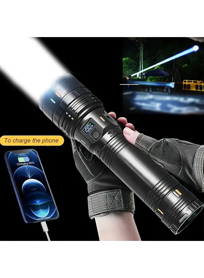 FXS Black Ultra Bright 2003 Lumens Portable Flashlight 4 Modes 3600mAh Battery Outdoor Camping Emergency Power Bank - Image 3