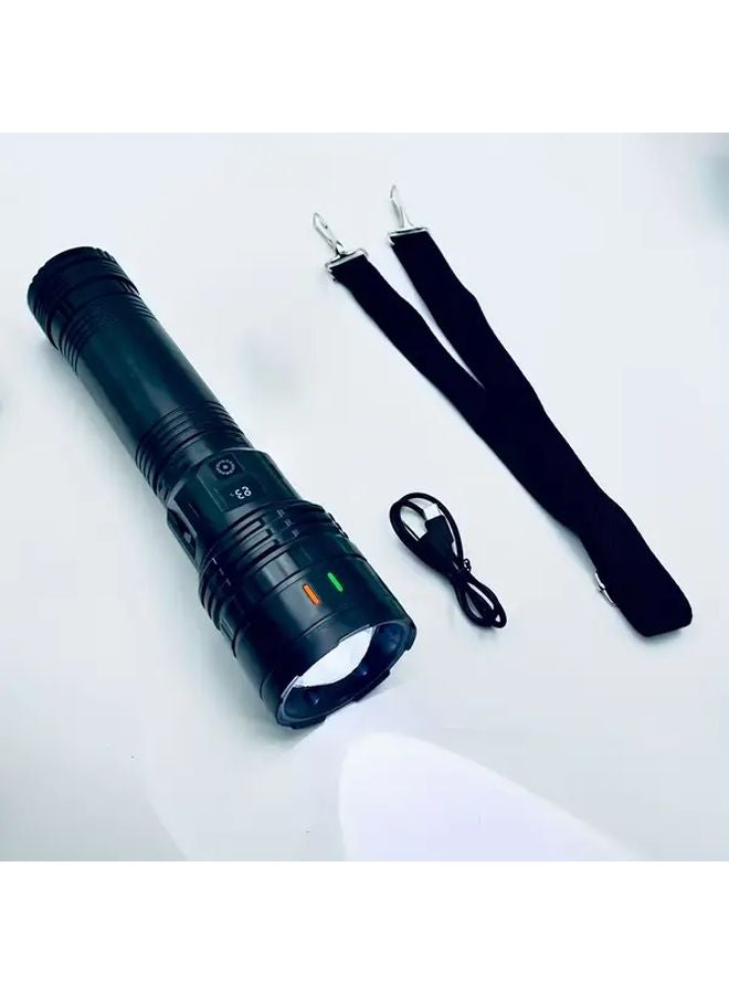 FXS Black Ultra Bright 2003 Lumens Portable Flashlight 4 Modes 3600mAh Battery Outdoor Camping Emergency Power Bank - Image 1