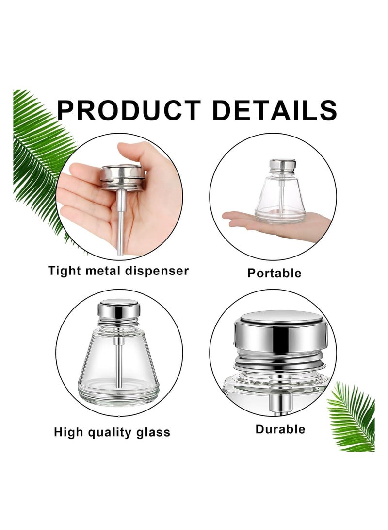 2 Pcs 6 Oz/180 ml Pump Dispenser Bottles - Glass Makeup Remover and Sanitizer Containers with Flip Metal Caps - Image 3