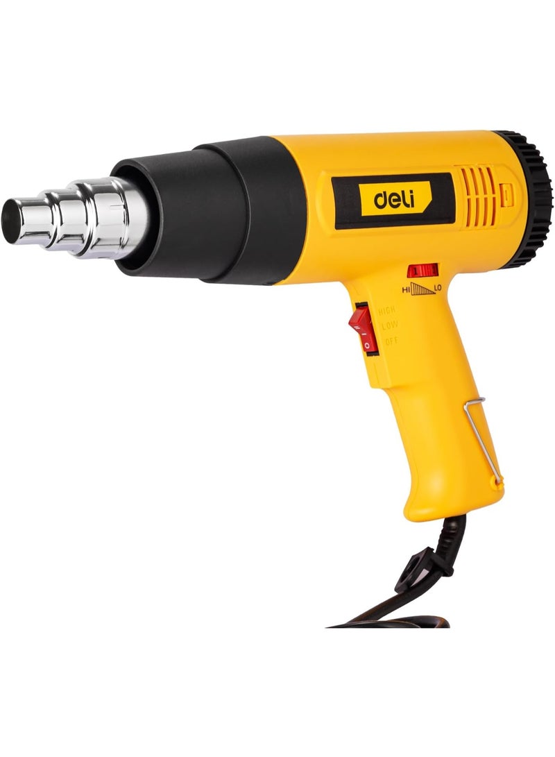 Deli 1600W Heat Gun - Japanese Mabuchi Motor with 2 Temp Settings - Durable ABS Body & Steel Nozzle for Shrink Wrapping - Image 3