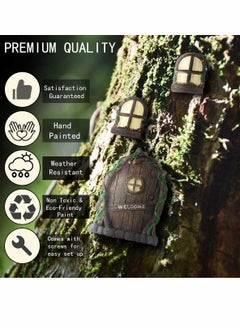 Excefore Fairy Door for Tree Decorations Miniature Fairy Garden Accessories Creative Courtyard Garden Tree Hanging 2 Windows and 1 Door 1 Light  - Image 2