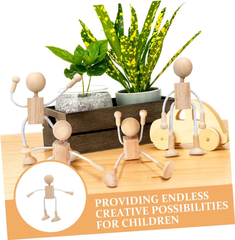 8pcs Unfinished Wooden Peg Dolls Set for Boys and Girls DIY Craft Art Projects Creative Cartoon Design for Party Decorations and Educational Play - Image 3
